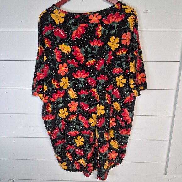 Lularoe Irma Womens Floral Print Tunic L Black Red Yellow Loose Fit Soft Stretch - Picture 6 of 6